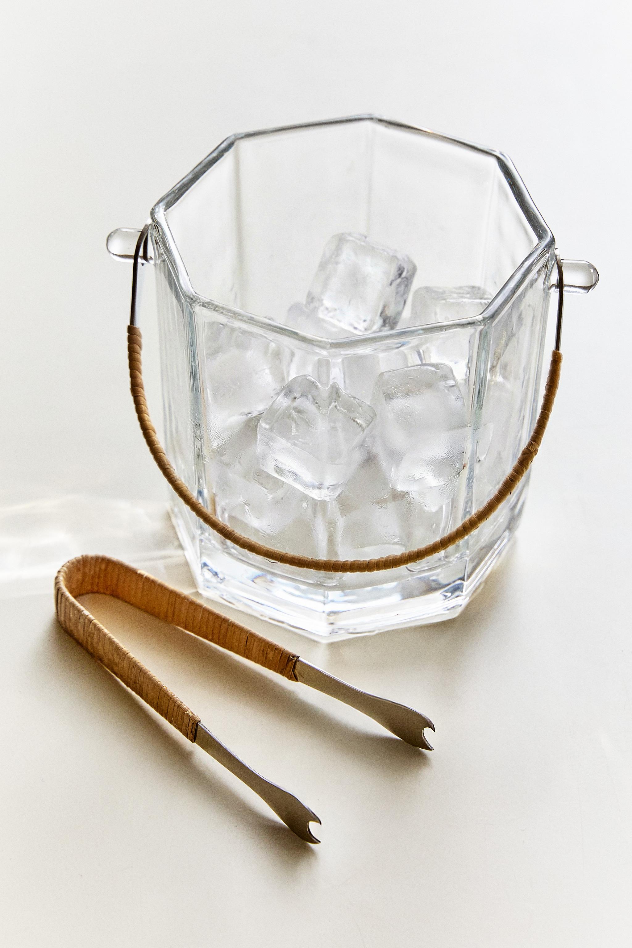 ENSEMBLE SEAU À GLACE VERRE ET PINCES